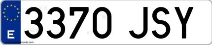 Ejemplo de matrícula española 3370 JSY