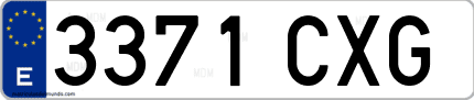 Ejemplo de matrícula de coche ordinaria 3371 CXG