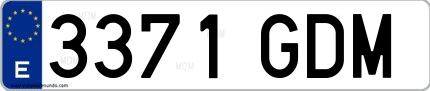 Ejemplo de matrícula española 3371 GDM