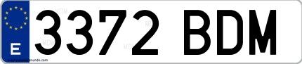 Ejemplo de matrícula española 3372 BDM