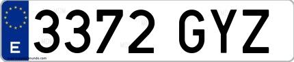 Ejemplo de matrícula española 3372 GYZ