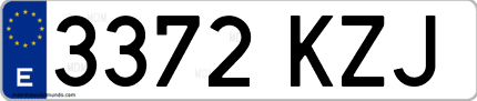 Ejemplo de matrícula de coche ordinaria 3372 KZJ