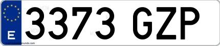 Ejemplo de matrícula española 3373 GZP