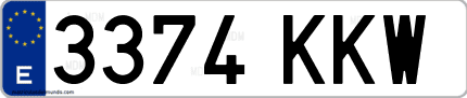 Ejemplo de matrícula de coche ordinaria 3374 KKW