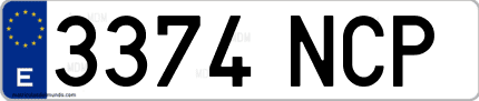 Ejemplo de matrícula de coche ordinaria 3374 NCP