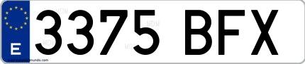 Ejemplo de matrícula española 3375 BFX