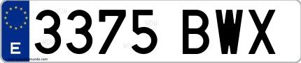 Ejemplo de matrícula española 3375 BWX