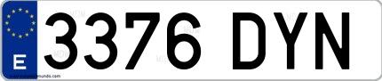 Ejemplo de matrícula española 3376 DYN