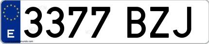 Ejemplo de matrícula española 3377 BZJ