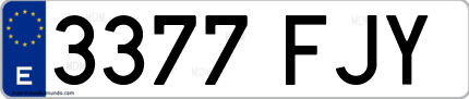 Ejemplo de matrícula de coche ordinaria 3377 FJY