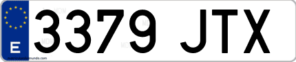 Ejemplo de matrícula de coche ordinaria 3379 JTX