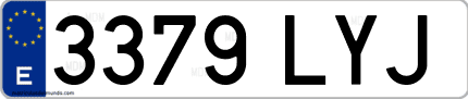 Ejemplo de matrícula de coche ordinaria 3379 LYJ