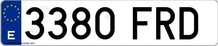 Ejemplo de matrícula española 3380 FRD