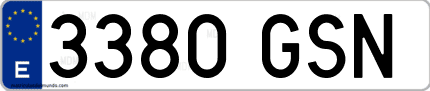Ejemplo de matrícula de coche ordinaria 3380 GSN
