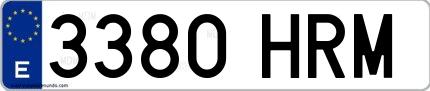Ejemplo de matrícula española 3380 HRM