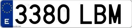 Ejemplo de matrícula española 3380 LBM