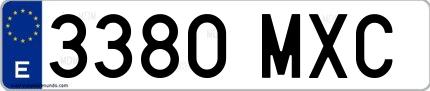 Ejemplo de matrícula española 3380 MXC