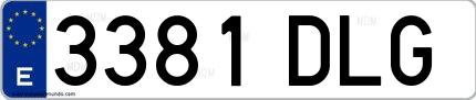 Ejemplo de matrícula de coche ordinaria 3381 DLG