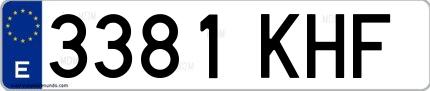 Ejemplo de matrícula española 3381 KHF