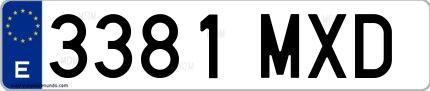 Ejemplo de matrícula española 3381 MXD