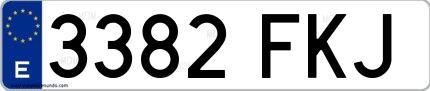 Ejemplo de matrícula española 3382 FKJ