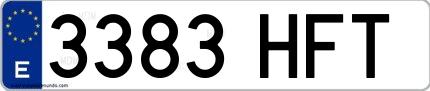 Ejemplo de matrícula española 3383 HFT