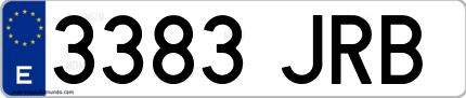 Ejemplo de matrícula de coche ordinaria 3383 JRB
