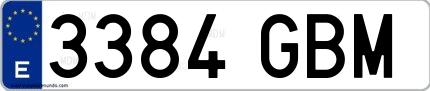 Ejemplo de matrícula española 3384 GBM