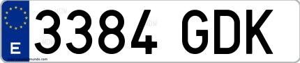 Ejemplo de matrícula española 3384 GDK