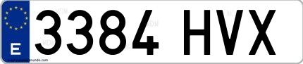Ejemplo de matrícula española 3384 HVX