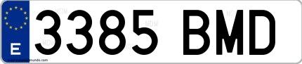 Ejemplo de matrícula española 3385 BMD