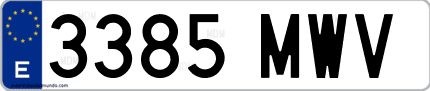 Ejemplo de matrícula de coche ordinaria 3385 MWV
