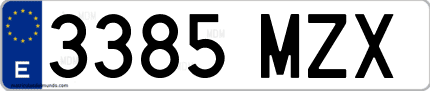 Ejemplo de matrícula de coche ordinaria 3385 MZX