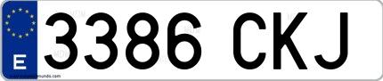 Ejemplo de matrícula española 3386 CKJ