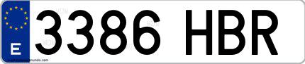 Ejemplo de matrícula española 3386 HBR