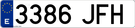 Ejemplo de matrícula de coche ordinaria 3386 JFH