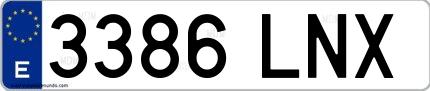 Ejemplo de matrícula española 3386 LNX
