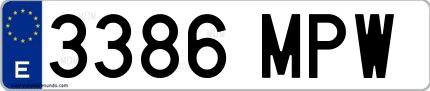 Ejemplo de matrícula española 3386 MPW