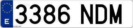Ejemplo de matrícula española 3386 NDM