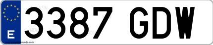 Ejemplo de matrícula española 3387 GDW