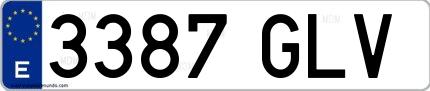 Ejemplo de matrícula española 3387 GLV