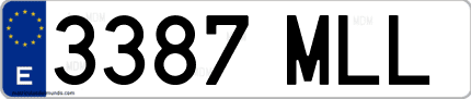 Ejemplo de matrícula de coche ordinaria 3387 MLL