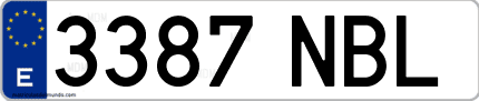 Ejemplo de matrícula de coche ordinaria 3387 NBL
