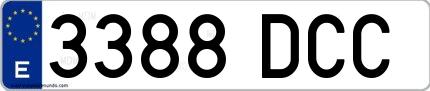 Ejemplo de matrícula española 3388 DCC