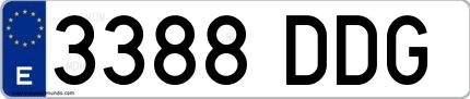 Ejemplo de matrícula española 3388 DDG