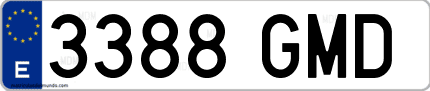 Ejemplo de matrícula de coche ordinaria 3388 GMD