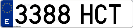 Ejemplo de matrícula de coche ordinaria 3388 HCT