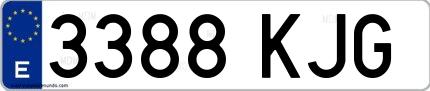 Ejemplo de matrícula de coche ordinaria 3388 KJG