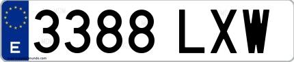 Ejemplo de matrícula española 3388 LXW