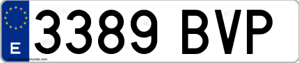 Ejemplo de matrícula de coche ordinaria 3389 BVP